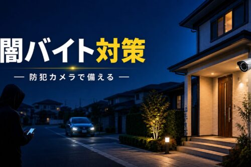 闇バイト強盗や空き巣対策として住宅に設置された屋外用防犯カメラのイメージ